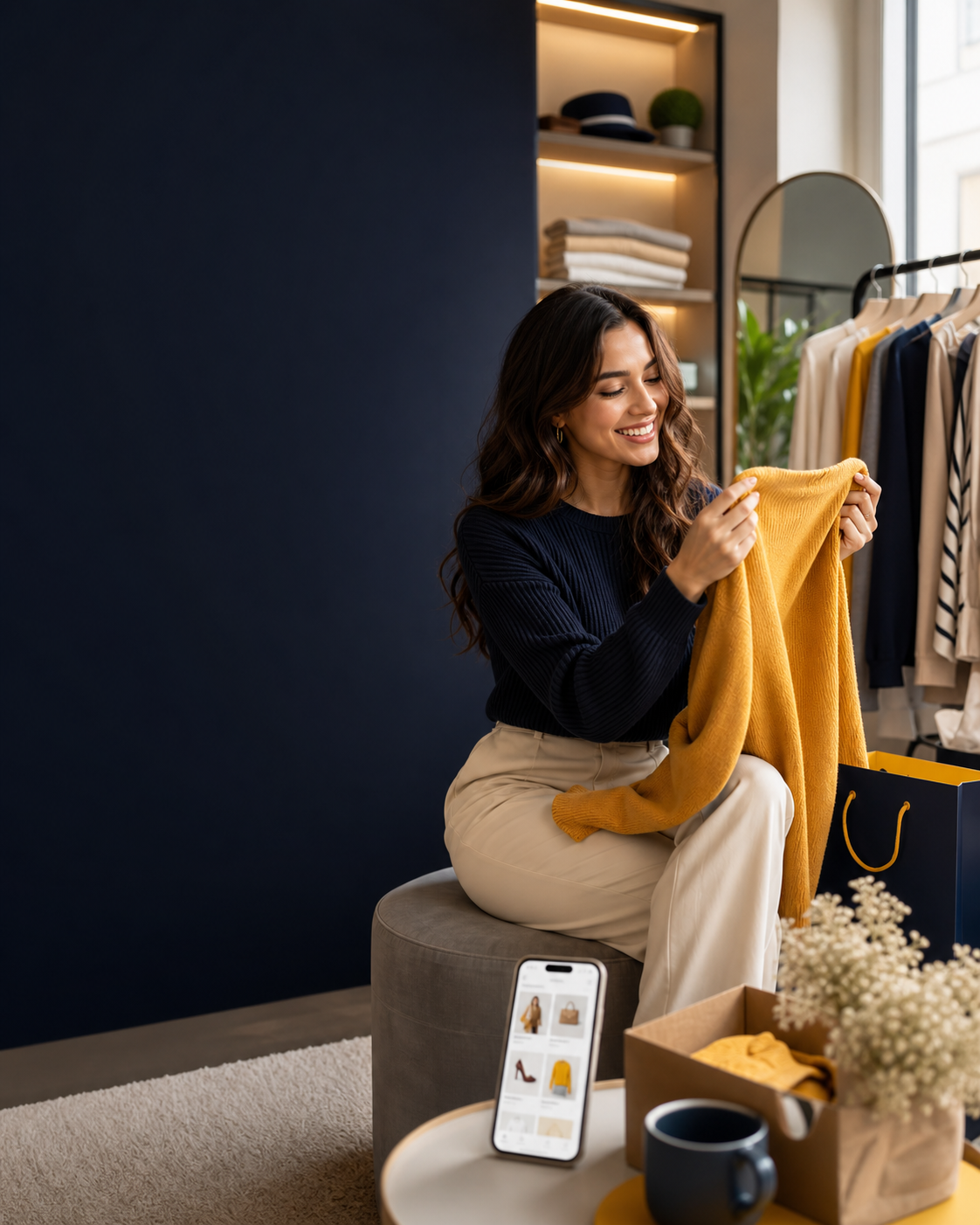 Fashion shopper browsing apparel